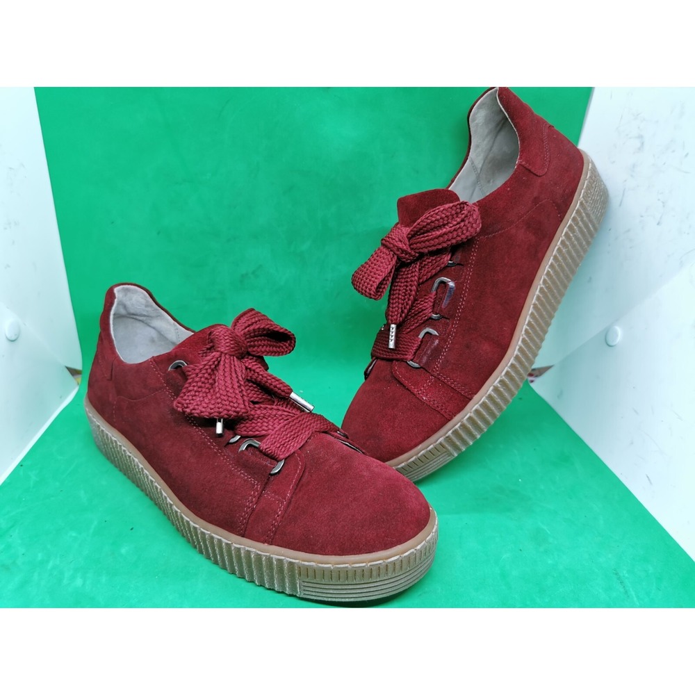 Gabor Shoes Womens Size US 10 UK 7.5 Trainers Sneakers Lace Up Red Suede